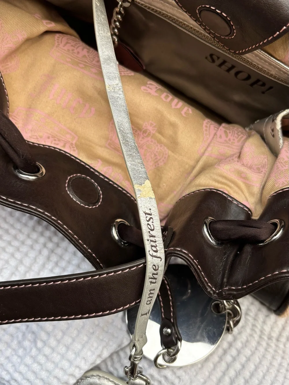 Y2K (2008 ) RARE Juicy Couture Pink and Brown Tote Bag